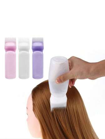1pc Hair Oil Bottle, Hair Dye Comb Bottle, Root Brush Applicator Bottle, Hair Dye Applicator Bottle Brush, Hair Dye Cleansing Bottle With Measuring Scale