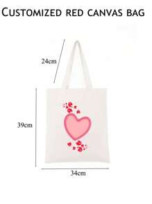 Customized Canvas Tote Bag, Simple Large Capacity Personalized Canvas Shoulder Bag, Canvas Bag, Multi-Color Shoulder Bag, Customized Pattern, Logo