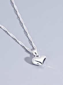 1 件 S925 纯银闪亮精致心形吊坠项链，适合女性、节日和生日礼物、婚礼订婚、新娘珠宝、情人节礼物 - 愛心 - 查看 5