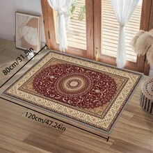 [Crystal Velvet 700g/㎡ Point-Printed Bottom, 5mm Thick] 1pc Bohemian Style Solid Color Area Rug, Soft Non-Slip Washable Carpet Suitable For Living Room, Bedroom, Kitchen, Office, Home Decor, Large Classroom Rug, Geometric Washable Rug