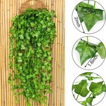 1/12pcs Artificial Sweet Potato Vines, Ivy Fake Leaves, Green Plant Vines For Home Party Decor, Window, Yard Decoration Gifts Birthday Graduation - Sweet Potato Leaves-green - View 6