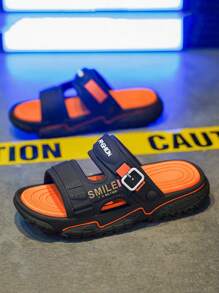 Men's Casual Non-Slip Slides, Quick Dry & Wear-Resistant Open Toe Slippers, Suitable For Indoor/Outdoor, Shower, Pool, Beach. Comfortable Indoor/Outdoor Couple Shoes, All Season - Black - View 4