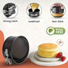 1个弹簧式蛋糕模具，4/7/8英寸碳钢慕斯蜂窝模具，碳钢烘焙模具，面包蛋糕冷却架，可拆卸底部烘焙蛋糕模具，弹簧式烘焙模具，烤箱配件，烘焙工具，厨房小工具，空气炸锅配件 - 黑色 - 查看 6