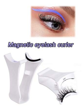 1pc White Magnetic Eyelash Curler Tool, Compact & Portable, Reusable, Upgraded Magnetic Eyelash Curler (No Eyelashes, Just For Display Effect! Not Suitable For Beginners)