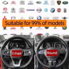 38cm DIY Handmade Automotive Steering Wheel Cover, Fiber Leather Thread Artificial Leather Car Wrap Kit, Car Accessories - Black - View 5