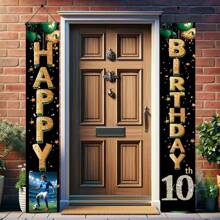 2pcs Customized Birthday Party Backdrop & Door Sign With Photo, Name & Age, Durable Rose Gold Happy Birthday Decorations, Perfect For Indoor & Outdoor Party Celebration