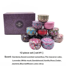 4pcs/Set Scented Candles, Variety Of Fragrances Include Vanilla, Jasmine, White Musk, Rose, Sandalwood, Black Cherry, Lemongrass, Suitable For Wedding, Birthday, Festivals, Home, Hotel Decoration, Creative Gift Box For Friends & Family, Retro Pattern Design, Soy Wax