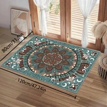 [Crystal Velvet 700g/㎡ Point-Printed Bottom, 5mm Thick] 1pc Bohemian Style Solid Color Area Rug, Soft Non-Slip Washable Carpet Suitable For Living Room, Bedroom, Kitchen, Office, Home Decor, Large Classroom Rug, Geometric Washable Rug