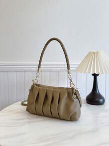Bolso vintage, bolso de invierno, bolso de hombro de piel de PU con pliegues de moda, bolso de mano de mujer, bolso cruzado, adecuado para chicas, estudiantes, trabajadores de cuello blanco, ir al trabajo, combinación diaria, ocio, compras, viajes, regalos.