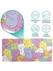1pcCute Cat Game Mouse Pad, Large Mouse Pad, Large Computer Keyboard Pad, Sewn Edge Mouse Pad, Non-Slip Rubber Mouse Pad