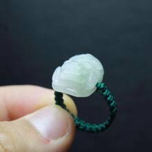 1pc Natural Jade Unicorn Ring, Hand-Woven Adjustable Ring, Ring, Quartz Crystal Green Gemstone Ring, All Hand-Carved, High-End Fashion Rings, Fortune, Luck, Fashion Men's And Women's Jewelry, Engagement Rings, Family Gifts, Christmas And Various Holiday Party Gift Rings, Crystal Gifts (Random Gift Box)