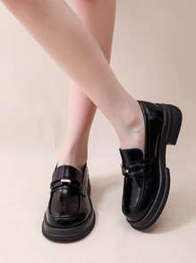 Popular Glossy Vintage Loafers, Low-Top Shoes, Fashion Versatile Casual Shoes, Soft Sole Lightweight Comfortable Plus Size Loafers For Women, Non-Slip, , Easy Slip-On