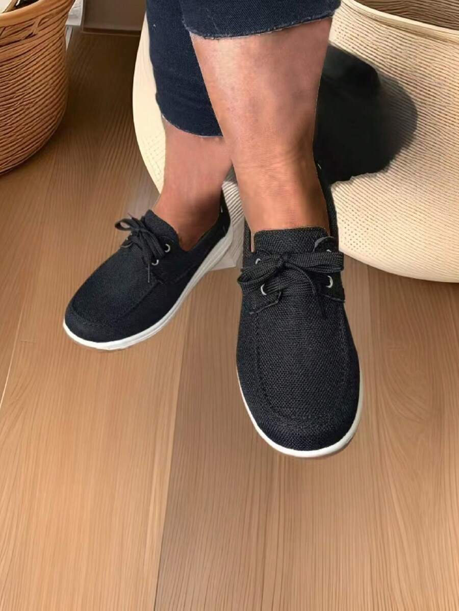春季时尚女式系带帆布鞋，休闲日常简约乐福鞋，运动校园风格