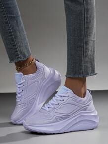 Women's Outdoor Casual Soft Breathable Non-Slip Lightweight Purple Solid Color Low-Top Athletic Sports Running Sneakers, Daily Wear, Spring/Summer - Purple - View 5