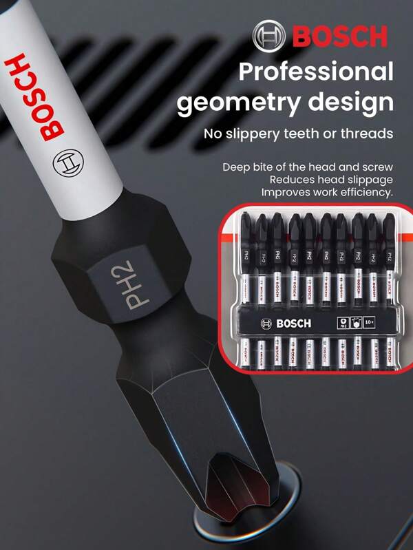 bosch Bosch Accessories PH1/PH2 Impact Screwdriver Bit Set - Rust-Resistant For Plastic, Wood And Metal - Suitable For Home, Office And Factory Use