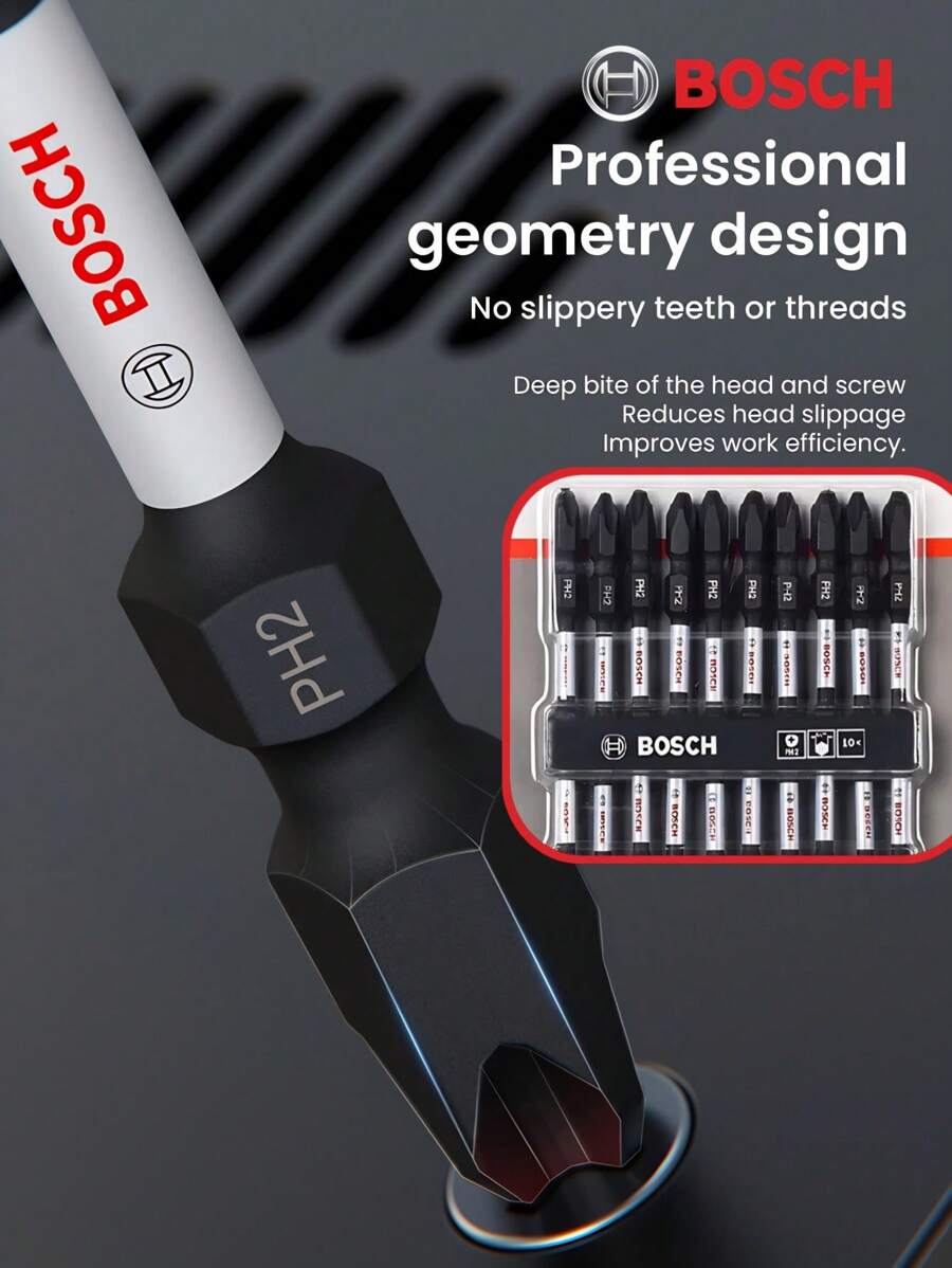 bosch 博世配件 PH1/PH2 冲击螺丝刀头套装 - 防锈，适用于塑料、木材和金属 - 适合家庭、办公室和工厂使用 - 彩色 - 查看 1