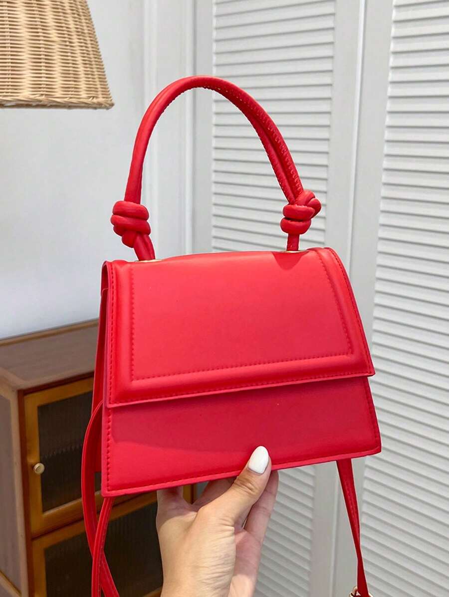 1 件纯色 PU 皮革优质小众设计女士通勤小方形斜挎包，百搭 2023 年新品