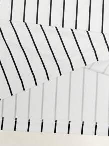 Men's Casual Striped Black & White Graphic V-Neck 96 Numeral Print Short Sleeve Sports T-Shirt, Summer