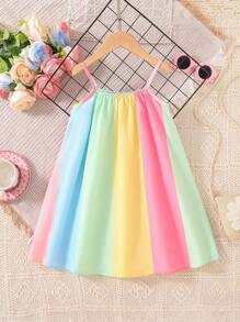 Girls' Summer Casual Colorful Strap Dress - Pink and Purple - View 4