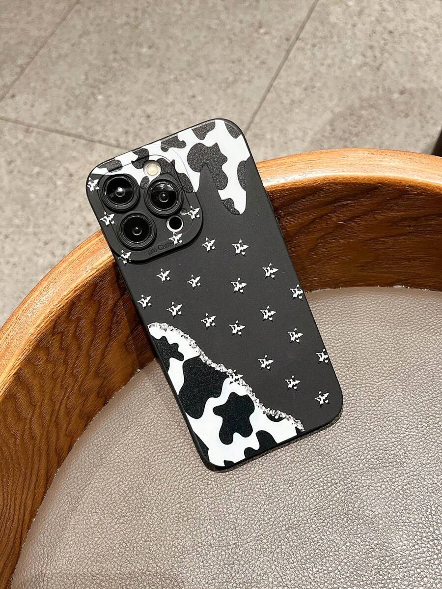 牛纹星星图案时尚手机壳适用于 iPhone 16 Pro Max、14、13、12、11 Pro Max、XS Max、X、XR、8、7、6S、Plus、Mini 和 Galaxy A13 4G、S21 FE 5G、A15、A21S、A34、A12、A50、S21、A71，防震手机壳，可用作生日礼物、女朋友、男朋友或自用 - 彩色 - 查看 1