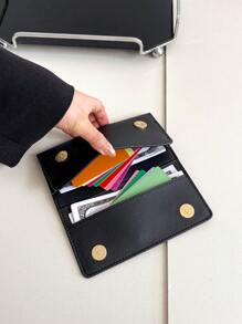 1pc Unisex PU Leather Grain Solid Color Multi-Card Slots Foldable Handbag/Belt Bag Suitable For Shopping & Traveling Wallet Purse Wallet Long Wallet For Men Mini Wallet