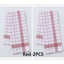 1/2/4/6/8/12 pièces Serviettes de cuisine ultra-douces, super absorbantes, à motifs carreaux et rayures, chiffons à vaisselle rouges / bleus / noirs, parfaits pour la maison et la salle à manger