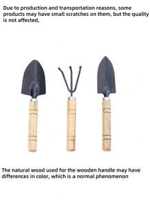 3 件套花卉和多肉植物园艺工具，包括松土铲、移栽铲和手耙