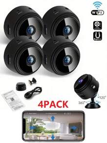 GENAI 1/2/4pcs Home Security Camera -720P WiFi Nanny Cam With Night Vision, Motion Detection, And Home Security For Indoor Outdoor Pet Monitoring - Compact And Discreet Design (Support 2.4GWIFl Only)