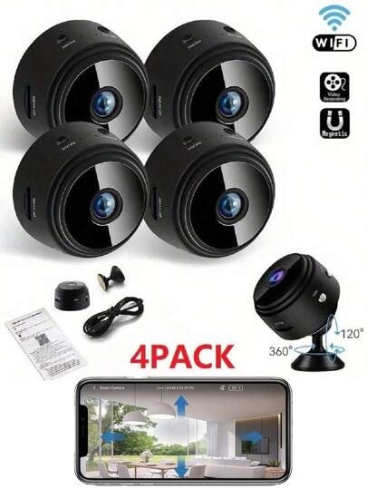 GENAI 1/2/ Home Security Camera 720P WiFi Nanny Cam Night Vision, Motion Detection, Indoor Outdoor Pet Monitoring Compact Discreet (Support 2.4GWIFl Only)