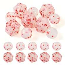 10pcs Sweet Pink 15/17mm Silicone Beads Mixed Set - With Round & Hexagonal, Transparent Heart-Shaped Color Dots Inside, Ideal For Jewelry, DIY Bracelets, Unique Keychains, Animal Beaded Pens And Other Handmade Accessories