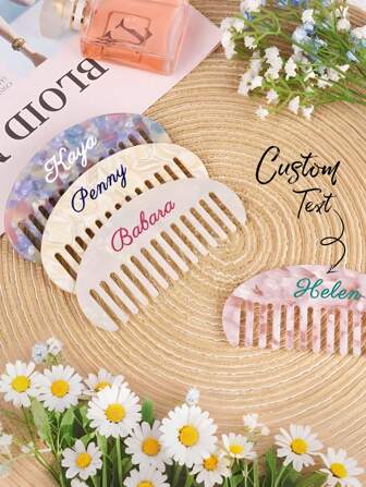 Customizable Wide-Tooth Comb, Personalized Pocket Comb, Bridesmaid Gift, Bridal Shower Comb, Mother's Day Gift, Birthday Gift