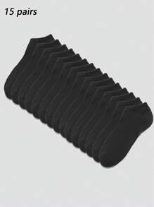 1/5/10/15/20 Pairs Women Black Ankle Socks, Fashionable Minimalist Short Socks - Black - View 10