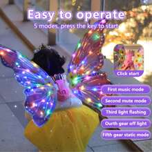 Conjunto de disfraz de hada ángel para niños - Incluye mochila con alas de mariposa luminosas, falda, corona, varita mágica; Alas de hada eléctricas, alas de ángel; Disfraz para representaciones, fiestas, cumpleaños, regalos para niñas