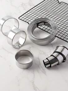 6 件/12 件不锈钢圆形蛋糕模具、慕斯圈