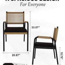 GOCAPTAIN Patio Wicker Chairs Set Of 2, Balcony Rattan Chairs With Metal Frame & Square Pattern Design For Outdoor, Lawn, Deck, Porch, Balcony, Backyard And Garden