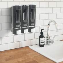 3 件套淋浴用洗发皂液器 - 壁挂式 400ml 分配器，无需钻孔，淋浴泵和收纳盒，适用于洗发水、护发素和沐浴露，非常适合酒店和家庭浴室装饰夏季返校