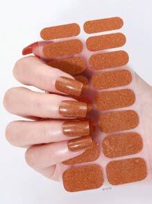 16 件装指甲全包裹指甲油条，粉色指甲亮片自粘凝胶指甲贴纸，适合女性家庭 DIY 自用美甲用品美甲套装 - 彩色 - 查看 14