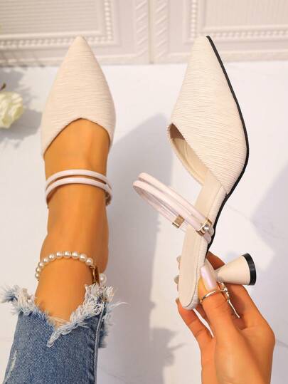 2026春夏新款优雅舒适时尚高跟凉鞋，散发温柔气质的尖头纯色凉鞋，优雅女士细高跟鞋，白色高跟鞋，可爱高跟鞋，派对高跟鞋，夏季高跟鞋，细带高跟鞋，女士猫跟鞋