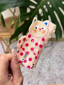 1 件可爱卡通动物发夹，多功能小猫/大号发爪夹，优雅简约多功能设计适合女性日常、派对、工作、旅行、发饰