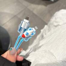 Set da 5 custodie protettive per caricabatterie standard britannico da 20W, per proteggere il tuo caricabatterie, compatibili con cavo dati per 16 Pro Max, 14, 15, custodia protettiva morbida per caricabatterie 12 Pro Max, design astronauta e onde lunari, protezione per caricabatterie