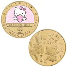 Sanrio 1pc/5pcs Random Style Hello Kitty Cute Cartoon Commemorative Coin, Cartoon Gift Commemorative Medal Small Gift, Suitable For Easter, National Day, Women's Day