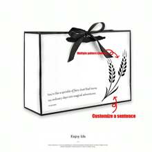 1 pezzo Borsa a tracolla bianca, sfondo bianco con linea nera, dettaglio fiocco, borsa regalo per stampa logo e testo, adatta per abbigliamento