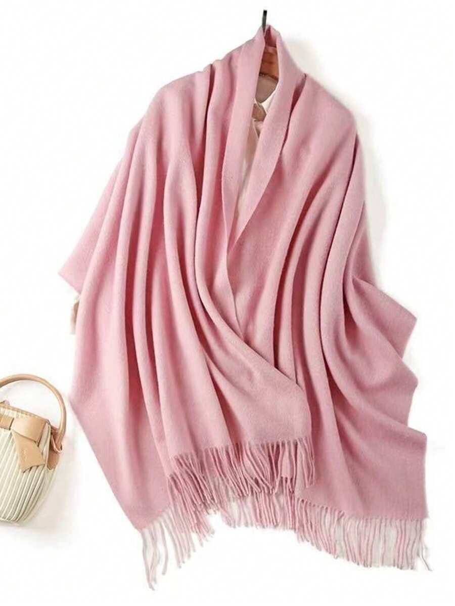 MilyModa Unisex Plain Scarf 150g With Fringes - Dusty Pink - View 1