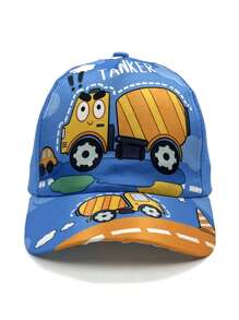 1 Peça Boné de Beisebol com Estampa de Veículo Fora de Estrada & Escavadeira para Crianças, Chapéu de Sol Fofo de Veículo de Construção