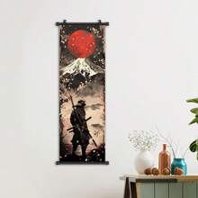 1 件《孤独的武士》挂轴海报 - 充满活力的红日与白雪皑皑的山脉帆布墙艺术、樱花背景、现代动漫装饰，适合室内/室外空间，带或不带框架，大学宿舍公寓装饰，酒店、家庭、客厅、卧室、浴室和办公室墙壁装饰的礼物 - 彩色 - 查看 4