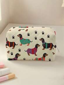 1 件/4 件可爱小狗印花大容量化妆包套装，便携式化妆品收纳盒，旅行洗漱包，海滩、游泳池、泳衣和旅行收纳袋，化妆包