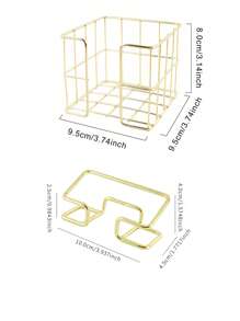 1/2pcs Modern Sticky Note Holder, Note Box + Business Card Holder Set, Metal Wire Desktop Sticky Note Holder, Rose Gold Note Holder, Cute Note Cube Stand, Dispenser, Office Desktop Organizer, Mesh Note Holder, Ballpoint Pen, Desktop Sticky Note Holder, For Home Office, School Desk Back To School