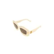Loewe Anagram Rectangle Sunglasses For Women, International Version LW40114I - LW40114I4925E Ivory White - View 3