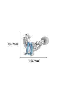 Toppiercing 1pc Fashionable Minimalist Copper Zirconia Star Moon Flower Screw Thread Titanium Steel Cartilage Earring, Ear Bone Piercing Jewelry