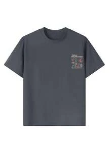 Tween Girl Casual Funny Graphic Print Crew Neck Short Sleeve T-Shirt, Summer Tops - Dark Grey - View 3